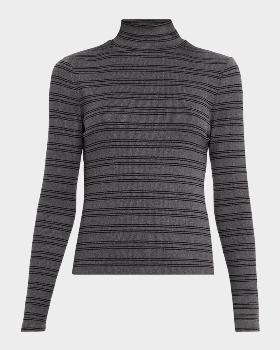 Nate Striped Ribbed Mock-Neck Top
